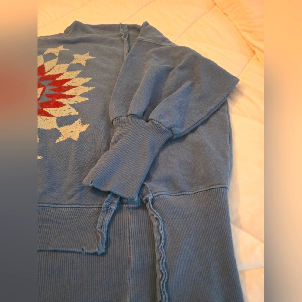 NWOT Free People Graphic Camden Ink Blue Combo - Picture 7 of 12